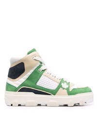 weiße und grüne hohe Sneakers aus Leder von DSQUARED2