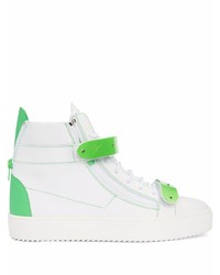 weiße und grüne hohe Sneakers aus Leder von Giuseppe Zanotti