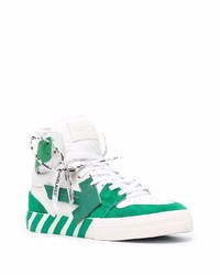 weiße und grüne hohe Sneakers aus Leder von Off-White