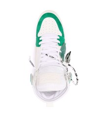 weiße und grüne hohe Sneakers aus Leder von Off-White