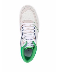 weiße und grüne hohe Sneakers aus Leder von PS Paul Smith