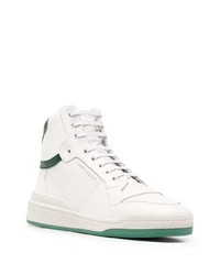 weiße und grüne hohe Sneakers aus Leder von Saint Laurent