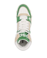 weiße und grüne hohe Sneakers aus Leder von DSQUARED2