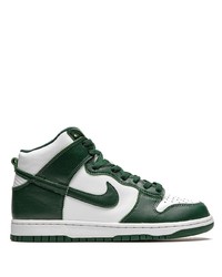 weiße und grüne hohe Sneakers aus Leder von Nike