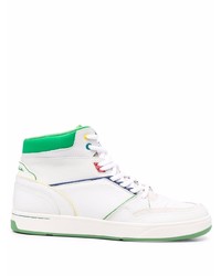 weiße und grüne hohe Sneakers aus Leder von PS Paul Smith