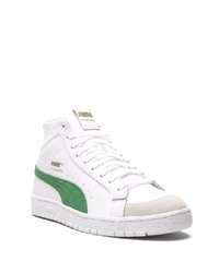 weiße und grüne hohe Sneakers aus Leder von Puma