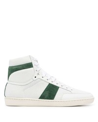 weiße und grüne hohe Sneakers aus Leder von Saint Laurent