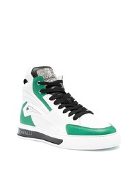 weiße und grüne hohe Sneakers aus Leder von Roberto Cavalli