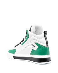 weiße und grüne hohe Sneakers aus Leder von Roberto Cavalli