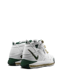 weiße und grüne hohe Sneakers aus Leder von Nike
