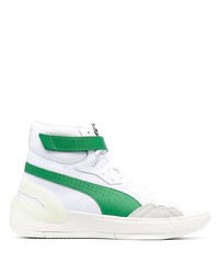 weiße und grüne hohe Sneakers aus Segeltuch von Puma