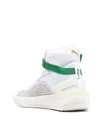 weiße und grüne hohe Sneakers aus Segeltuch von Puma