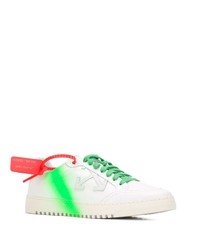 weiße und grüne Leder niedrige Sneakers von Off-White