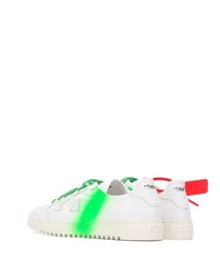 weiße und grüne Leder niedrige Sneakers von Off-White