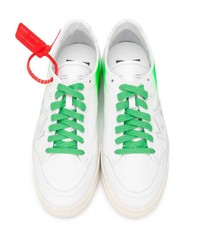 weiße und grüne Leder niedrige Sneakers von Off-White