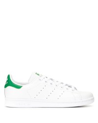 weiße und grüne Leder niedrige Sneakers von adidas