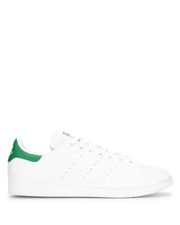 weiße und grüne Leder niedrige Sneakers von adidas