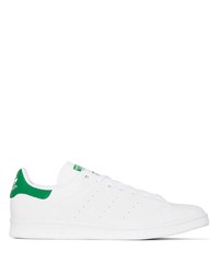 weiße und grüne Leder niedrige Sneakers von adidas