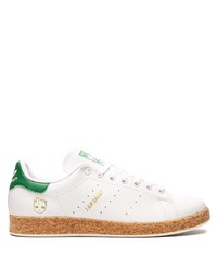 weiße und grüne Leder niedrige Sneakers von adidas