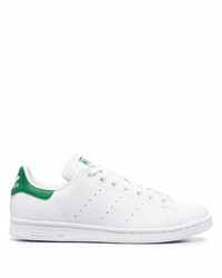 weiße und grüne Leder niedrige Sneakers von adidas