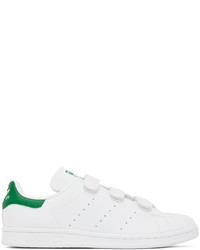 weiße und grüne Leder niedrige Sneakers von adidas Originals