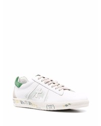 weiße und grüne Leder niedrige Sneakers von Premiata