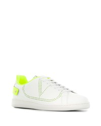 weiße und grüne Leder niedrige Sneakers von Valentino Garavani