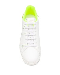 weiße und grüne Leder niedrige Sneakers von Valentino Garavani