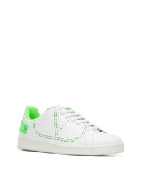 weiße und grüne Leder niedrige Sneakers von Valentino Garavani