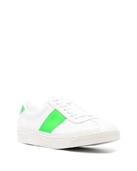 weiße und grüne Leder niedrige Sneakers von Tom Ford