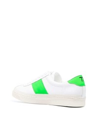 weiße und grüne Leder niedrige Sneakers von Tom Ford