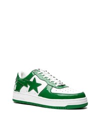 weiße und grüne Leder niedrige Sneakers von A Bathing Ape