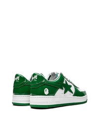 weiße und grüne Leder niedrige Sneakers von A Bathing Ape