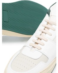 weiße und grüne Leder niedrige Sneakers von Common Projects