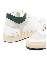 weiße und grüne Leder niedrige Sneakers von Common Projects