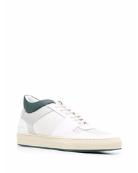 weiße und grüne Leder niedrige Sneakers von Common Projects