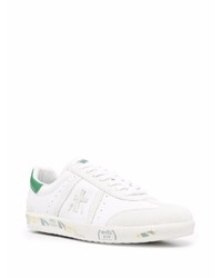 weiße und grüne Leder niedrige Sneakers von Premiata