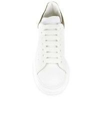 weiße und grüne Leder niedrige Sneakers von Alexander McQueen