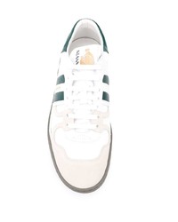 weiße und grüne Leder niedrige Sneakers von Lanvin