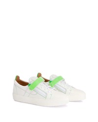 weiße und grüne Leder niedrige Sneakers von Giuseppe Zanotti