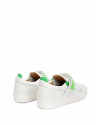 weiße und grüne Leder niedrige Sneakers von Giuseppe Zanotti