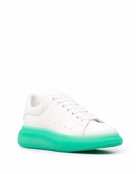 weiße und grüne Leder niedrige Sneakers von Alexander McQueen