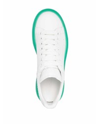 weiße und grüne Leder niedrige Sneakers von Alexander McQueen