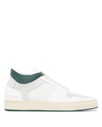 weiße und grüne Leder niedrige Sneakers von Common Projects