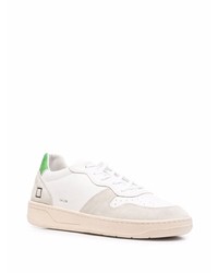 weiße und grüne Leder niedrige Sneakers von D.A.T.E