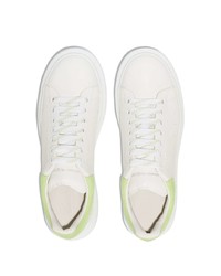 weiße und grüne Leder niedrige Sneakers von Alexander McQueen