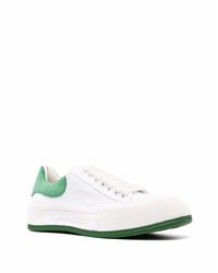 weiße und grüne Leder niedrige Sneakers von Alexander McQueen