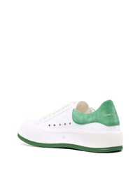 weiße und grüne Leder niedrige Sneakers von Alexander McQueen