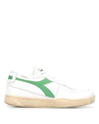 weiße und grüne Leder niedrige Sneakers von Diadora