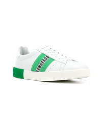 weiße und grüne Leder niedrige Sneakers von Dirk Bikkembergs